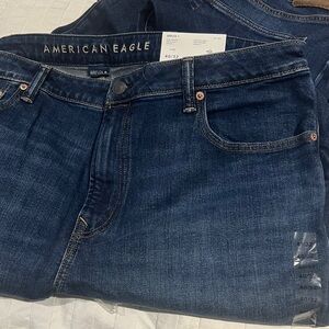 American Eagle Outfitters Men's Dark Blue Relaxed Jeans